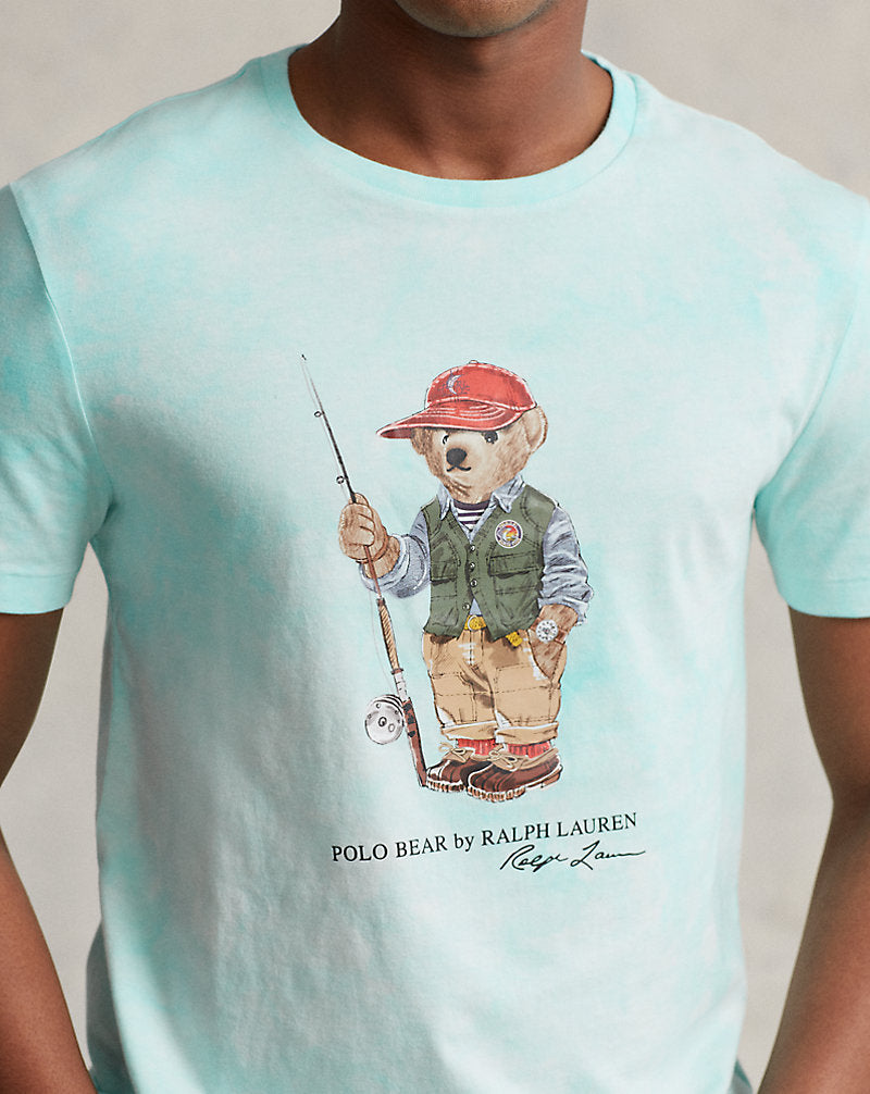 Custom Slim Polo Bear Tie-Dye T-Shirt Sp23 Islnd Aq Cld Wsh Fsh