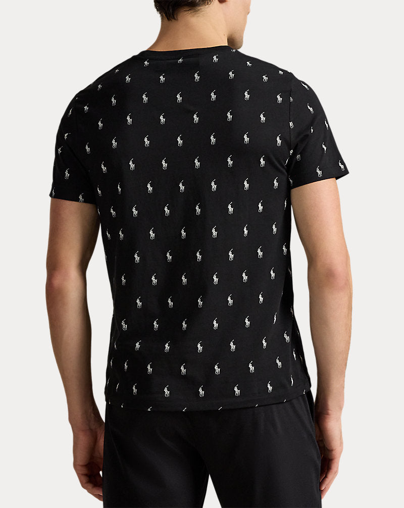Allover Pony Cotton Jersey Sleep Shirt Polo Black Aopp