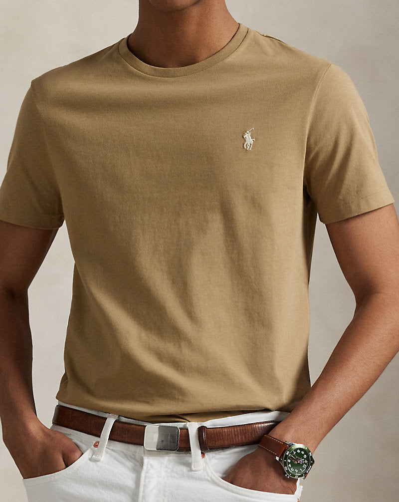 Custom Slim Fit Jersey Crewneck T-Shirt Caf¨¦ Tan