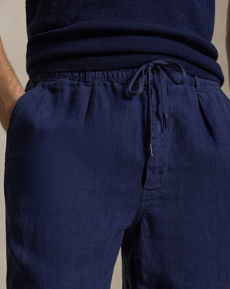 Lateef Slim Tapered Fit Linen Trouser Newport Navy