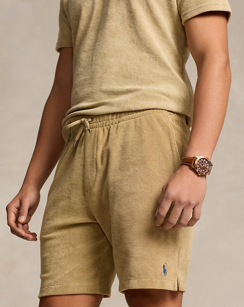 19-cm Terry Drawstring Short Coastal Beige