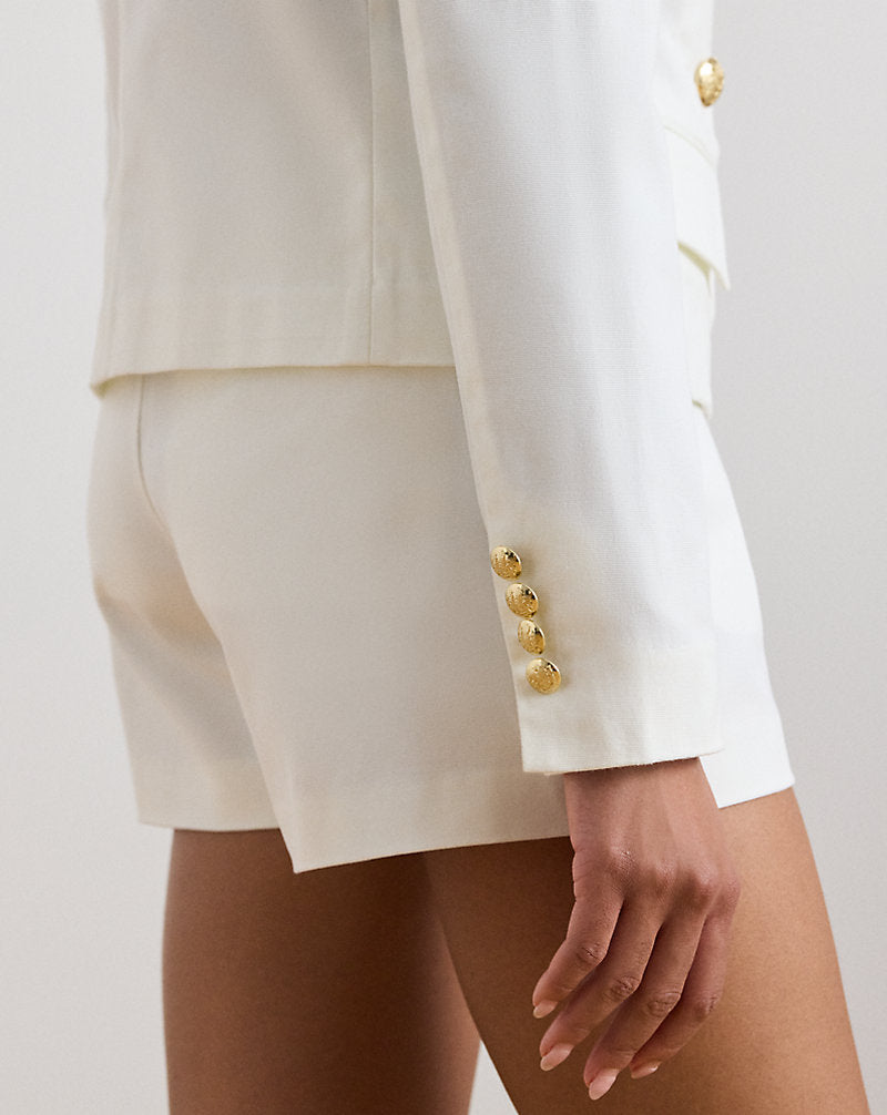 Double-Breasted Canvas Cropped Blazer White