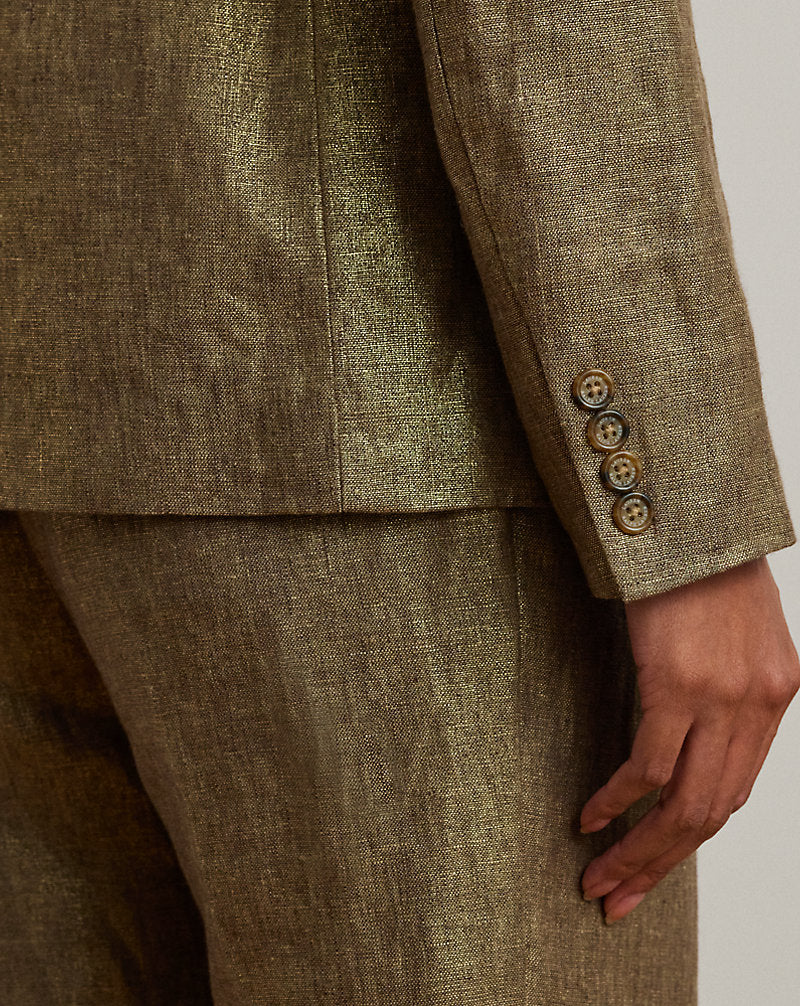 Stretch Velvet Blazer Metallic Bronze