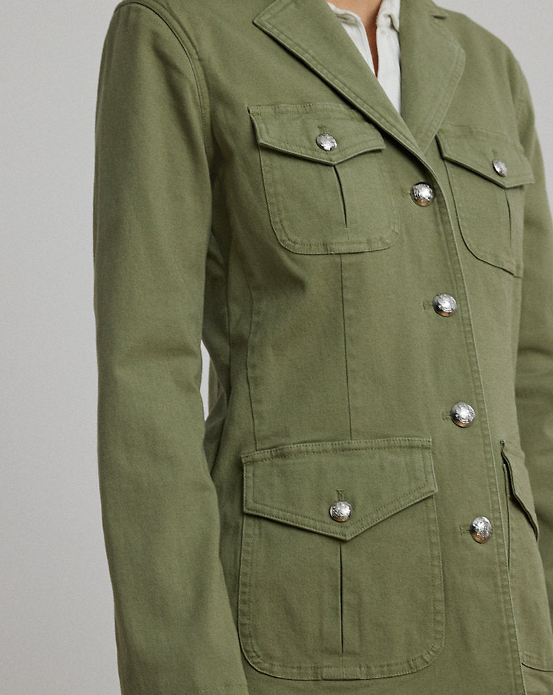 Stretch Cotton Canvas Blazer Sage Green
