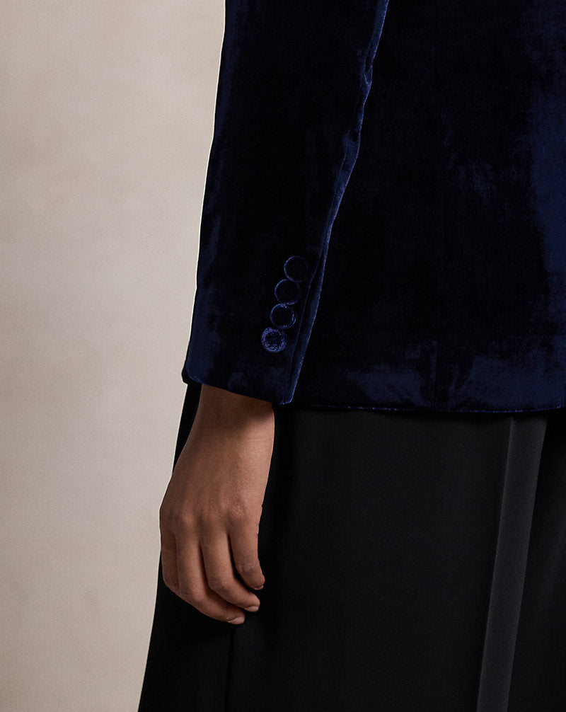 Silk-Blend Velvet Blazer Navy
