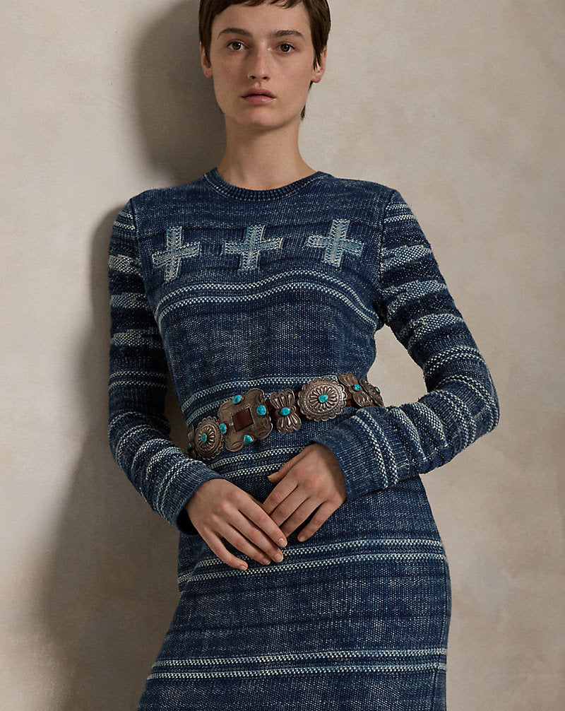 Naiomi Glasses Jumper Dress Indigo Multi