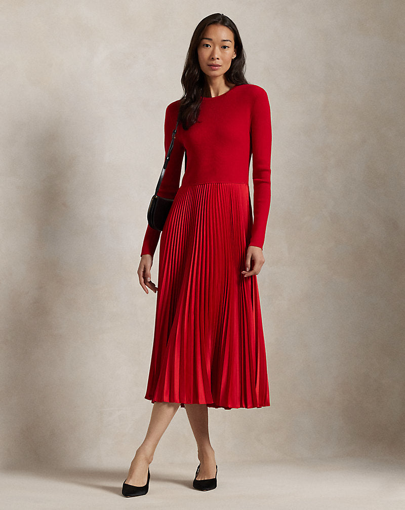 Jumper-Bodice Long-Sleeve Dress RL2000 Red