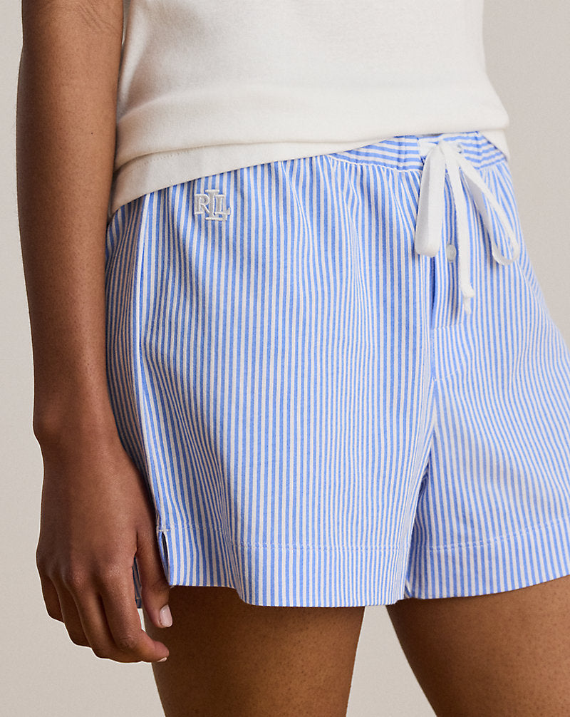 Striped Cotton Jersey Sleep Short Blue Stripe