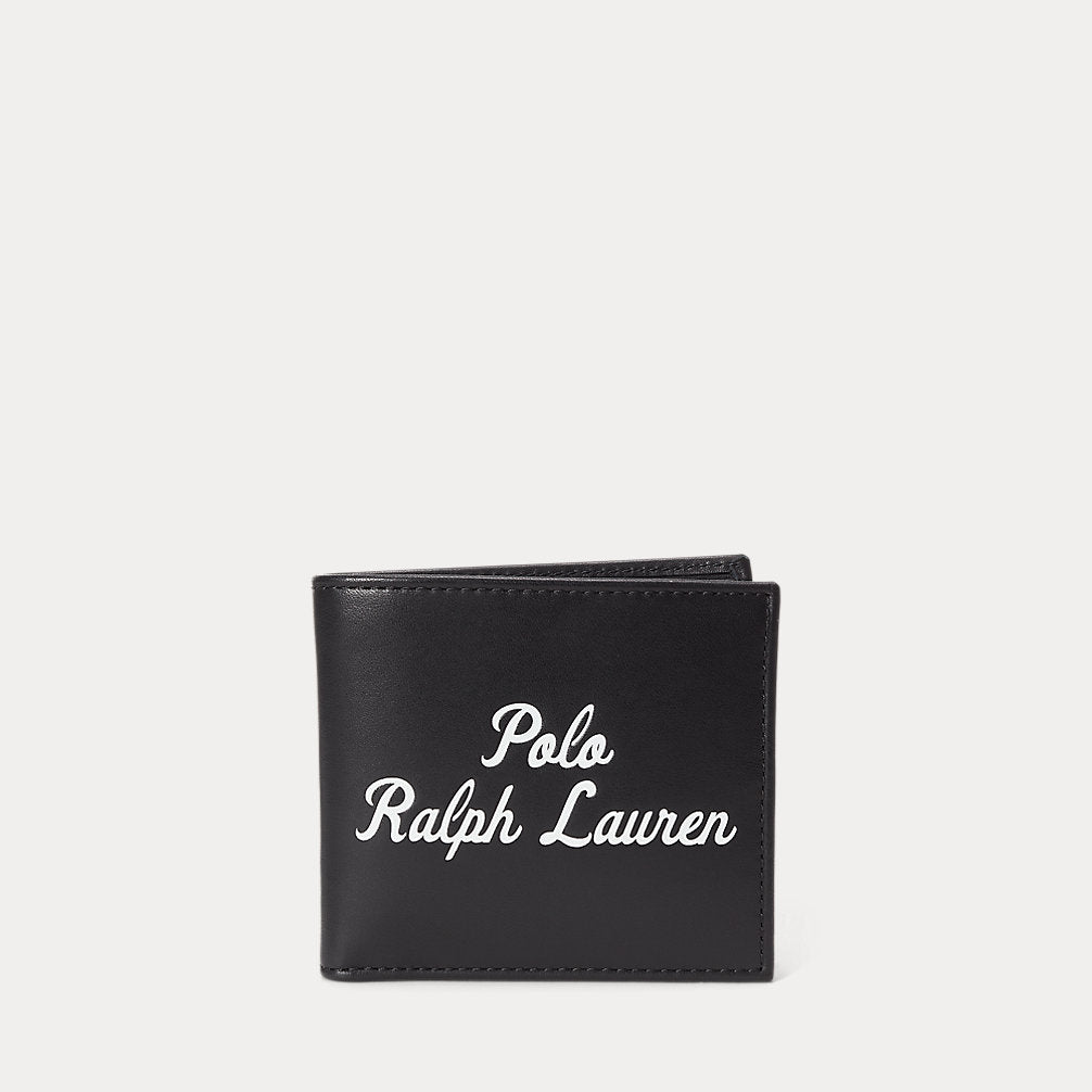 Logo Leather Billfold Coin Wallet Black