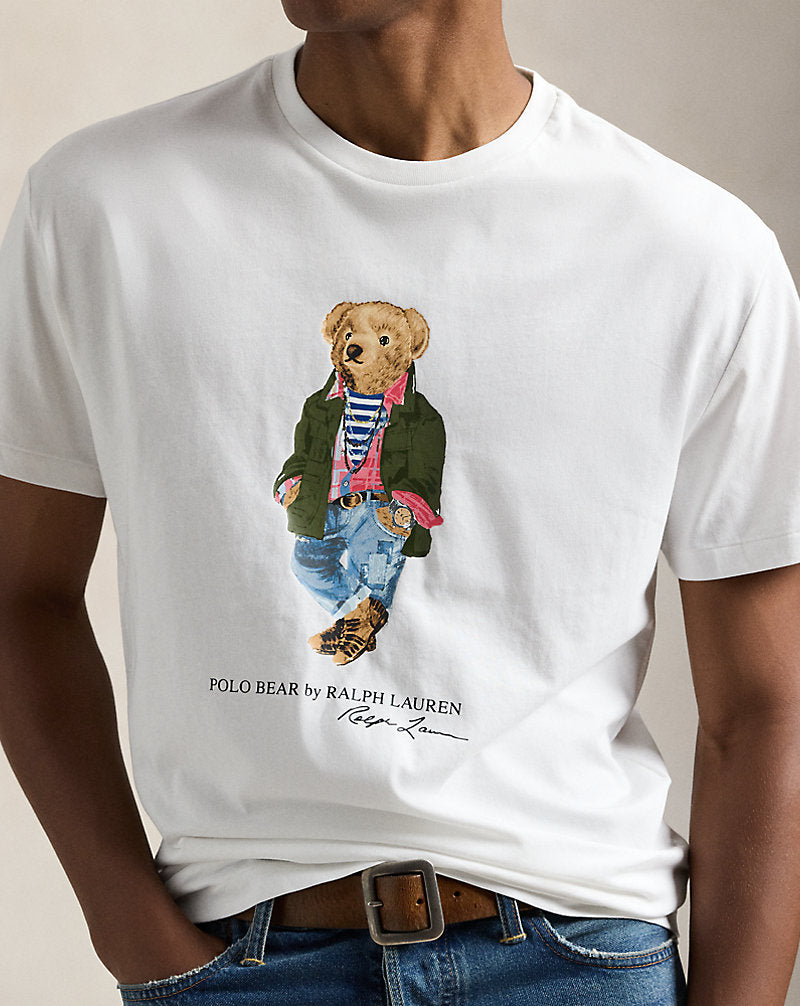 Classic Fit Polo Bear Jersey T-Shirt White Explorer Bear