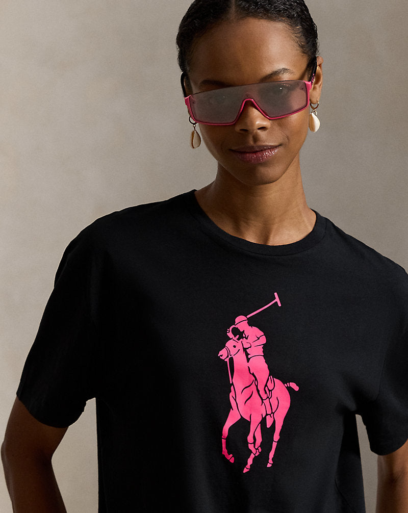Pink Pony Classic Fit Jersey T-Shirt Polo Black