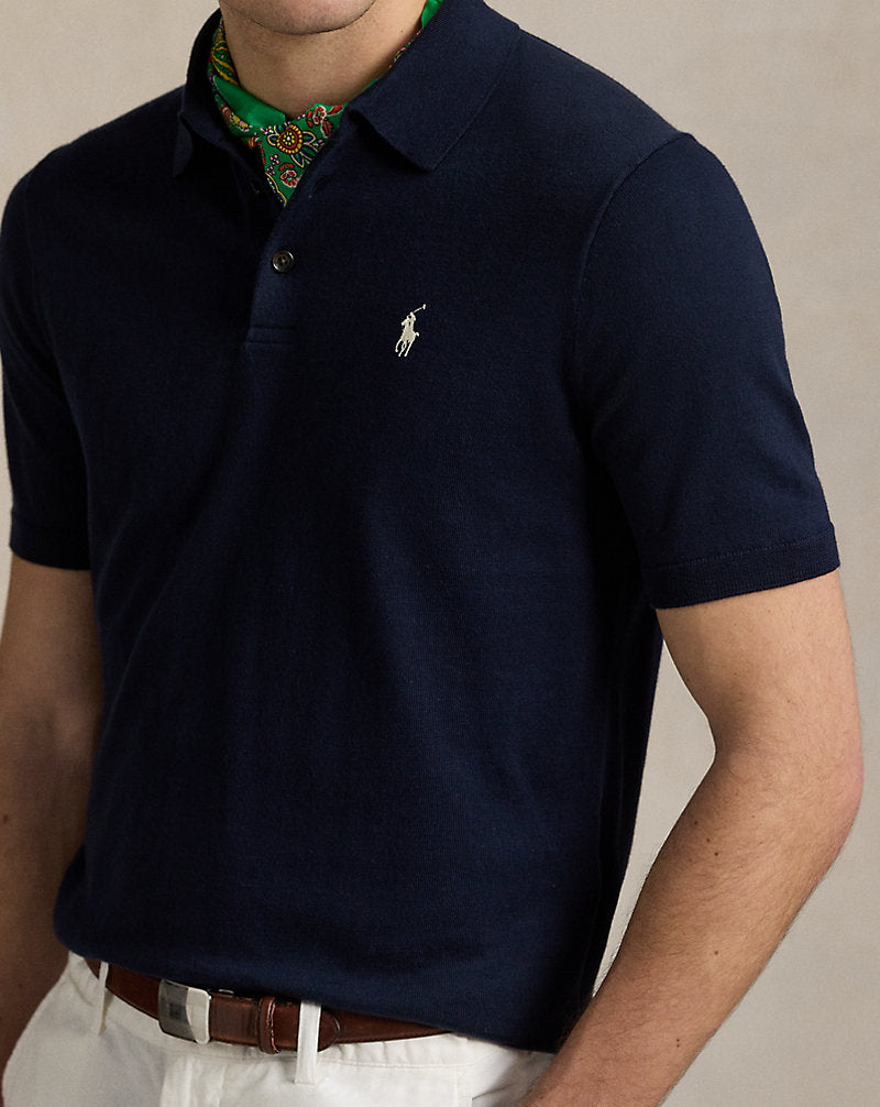 Cotton Polo-Collar Jumper Hunter Navy