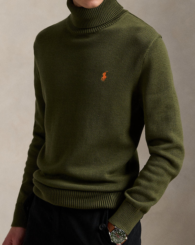 Cotton Roll Neck Jumper New Olive