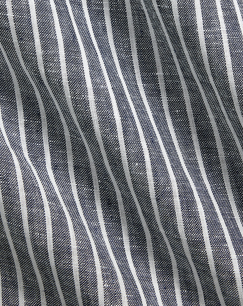 Custom Fit Striped Linen Shirt Newport Navy White
