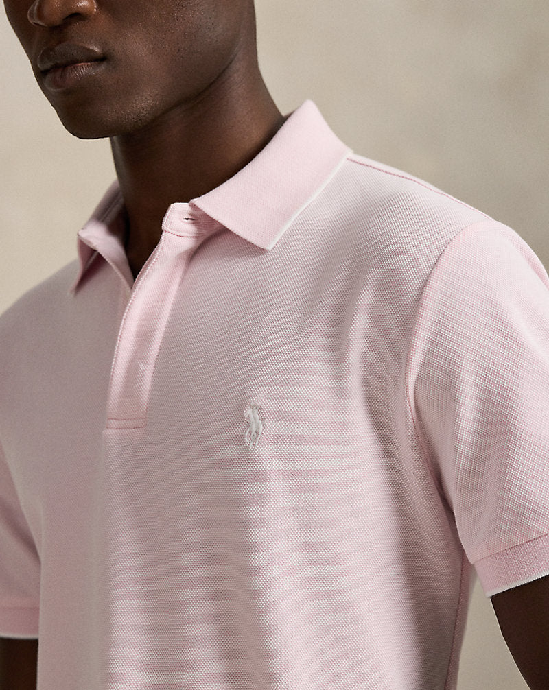 Custom Slim Fit Stretch Oxford Mesh Polo Garden Pink/White