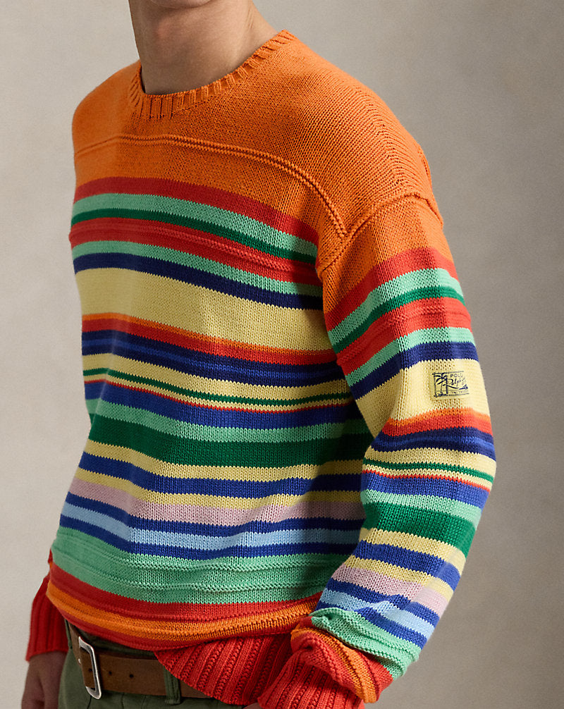 Striped Cotton-Blend Jumper Orange Combo