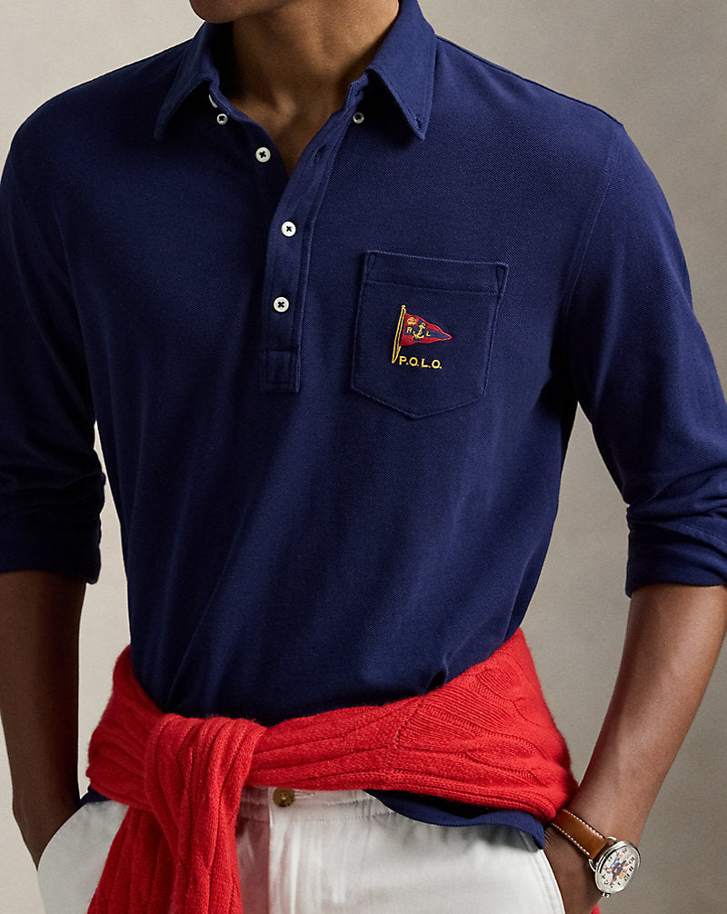 Classic Fit Nautical Mesh Polo Shirt Newport Navy