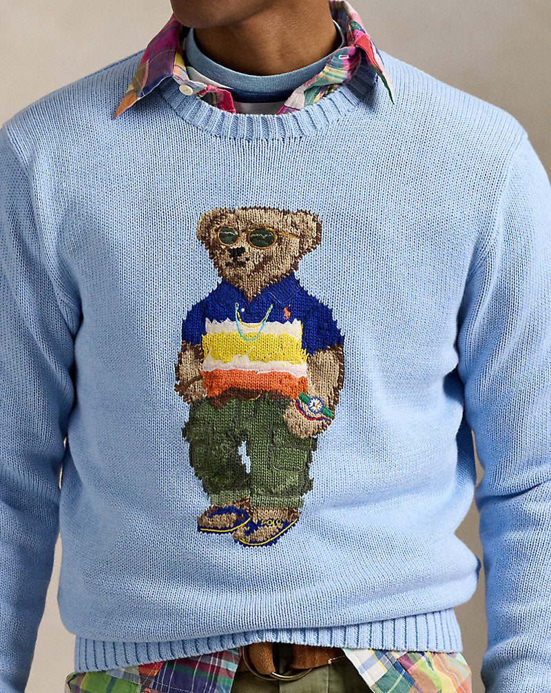 Polo Bear Cotton Jumper Ocean Pearl Blue