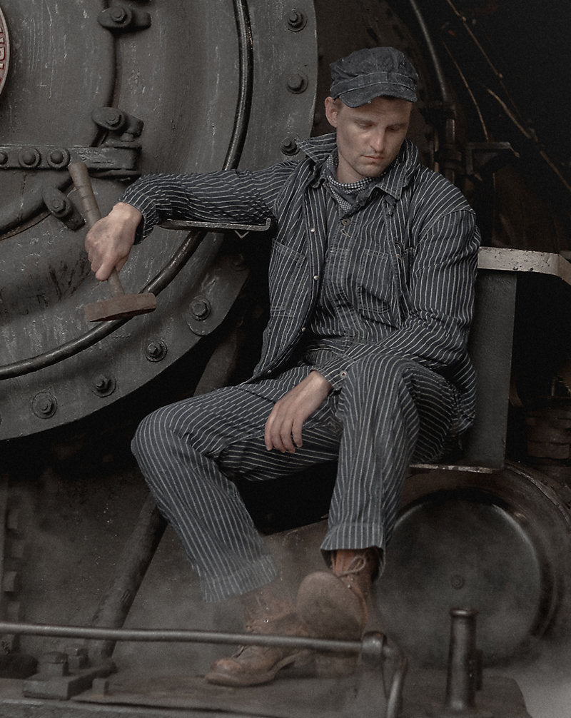 Indigo Dot-Stripe Twill Coverall Indigo Rinse