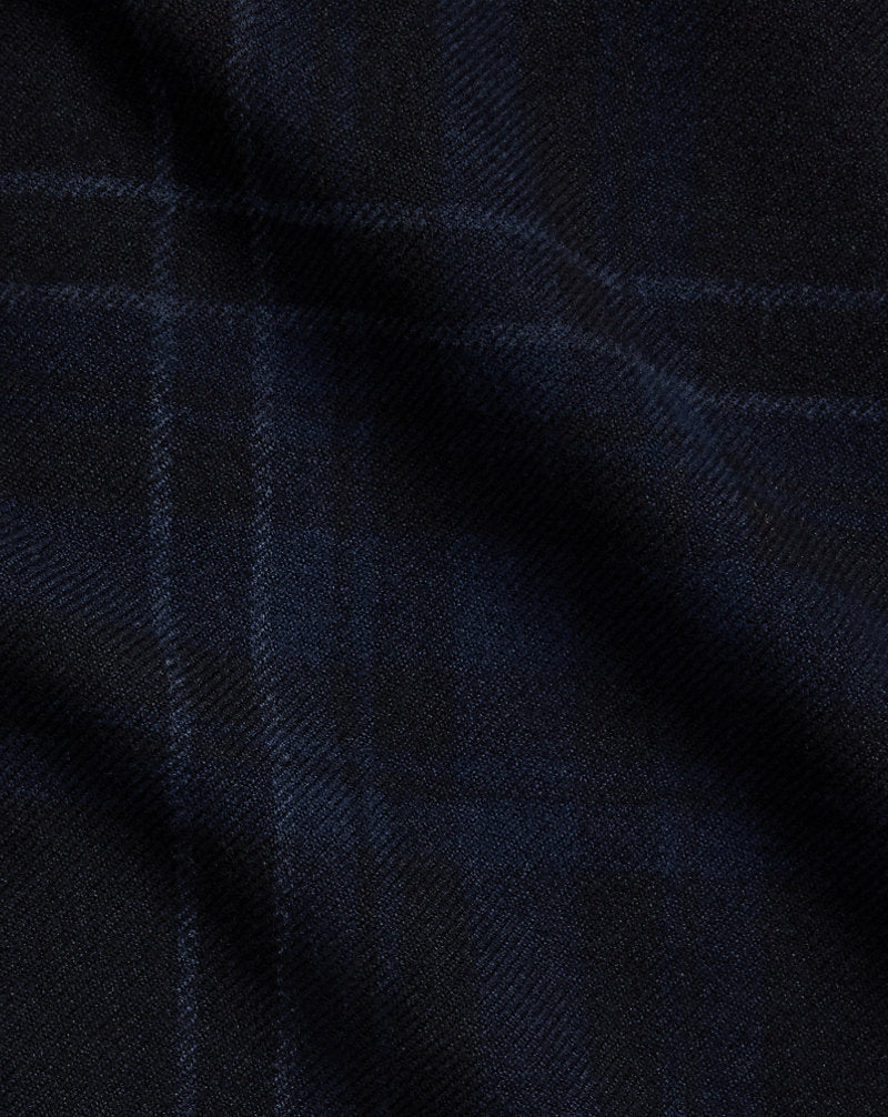 Plaid Wool-Blend Shirt Navy