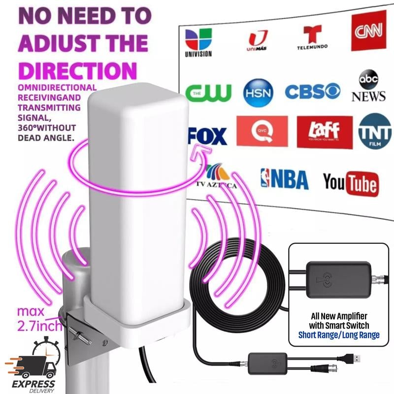 HDTV 1080P Outdoor HD 4K Digital TV Antenna 360° Signal Amplified