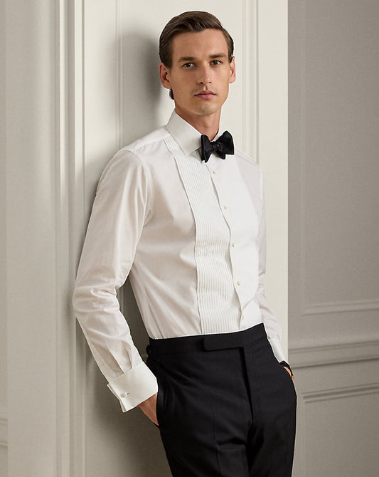 Poplin French Cuff Tuxedo Shirt White