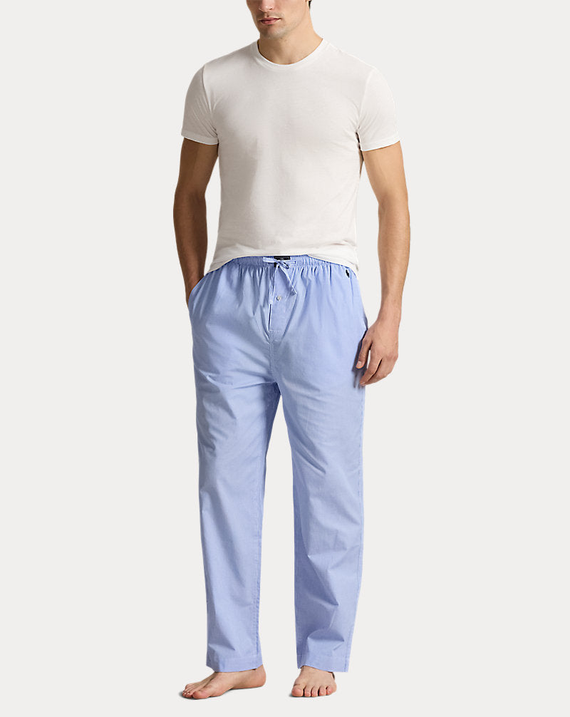 Gingham Cotton Sleep Trouser Lt Blue Mini Gingham