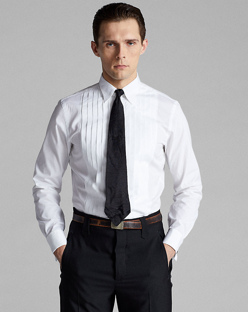 Slim Fit French Cuff Tuxedo Shirt White