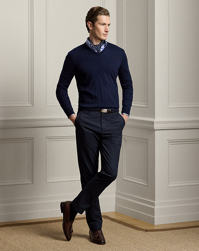 Cashmere V-Neck Jumper Classic Chairman Navy