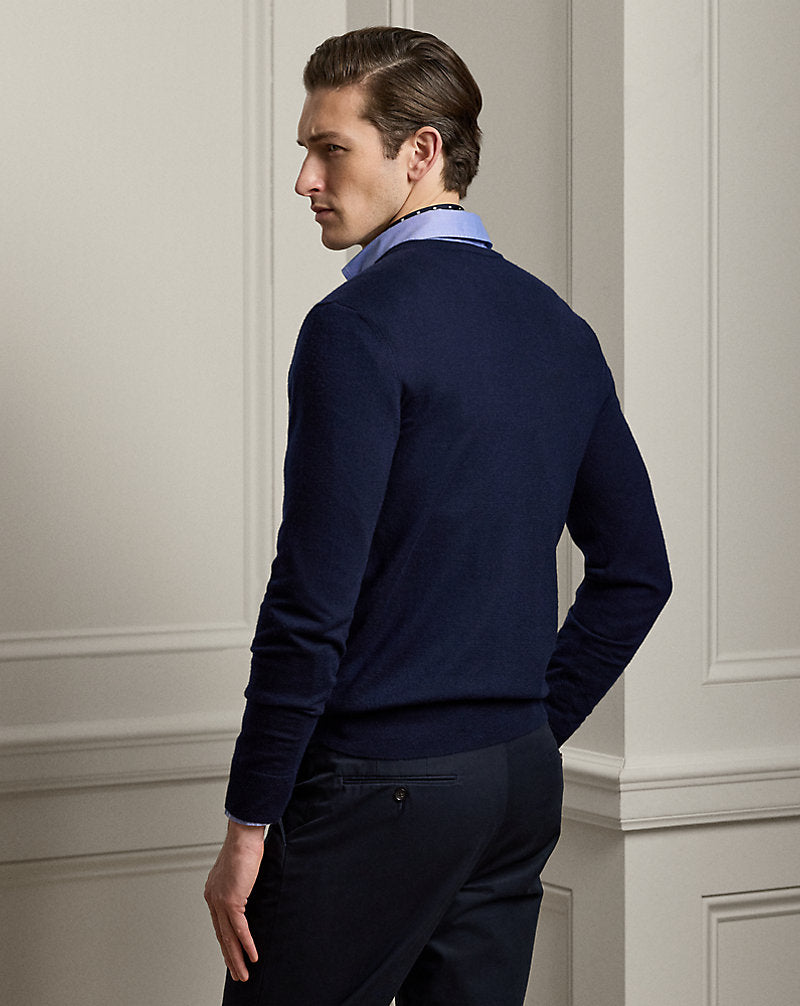 Cashmere V-Neck Jumper Classic Chairman Navy