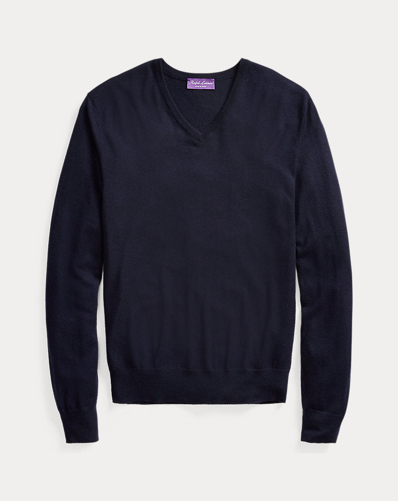Cashmere V-Neck Jumper Classic Chairman Navy