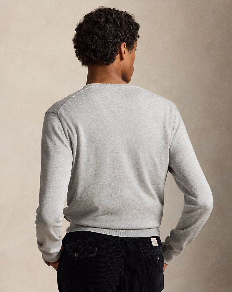 Slim Fit Cotton V-Neck Sweater Andover Heather