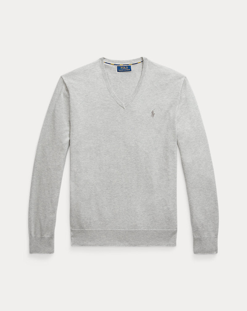 Slim Fit Cotton V-Neck Sweater Andover Heather