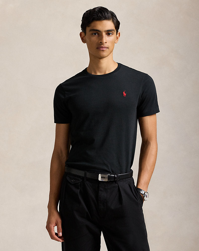 Custom Slim Fit Jersey Crewneck T-Shirt Black
