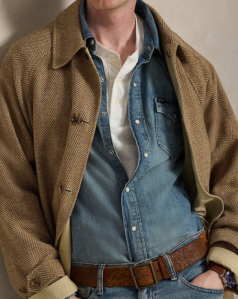 Slub Denim Western Shirt Western