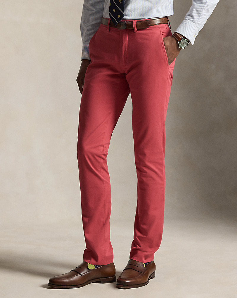 Washed Stretch Slim Fit Chino Trouser Nantucket Red