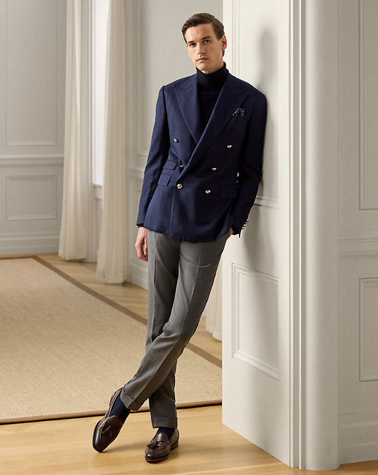 Gregory Hand-Tailored Wool Serge Trouser Medium Grey