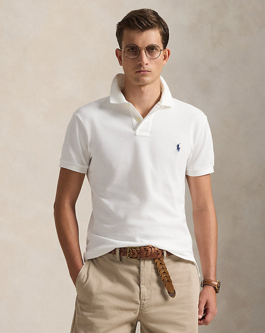 Slim Fit Mesh Polo Shirt White