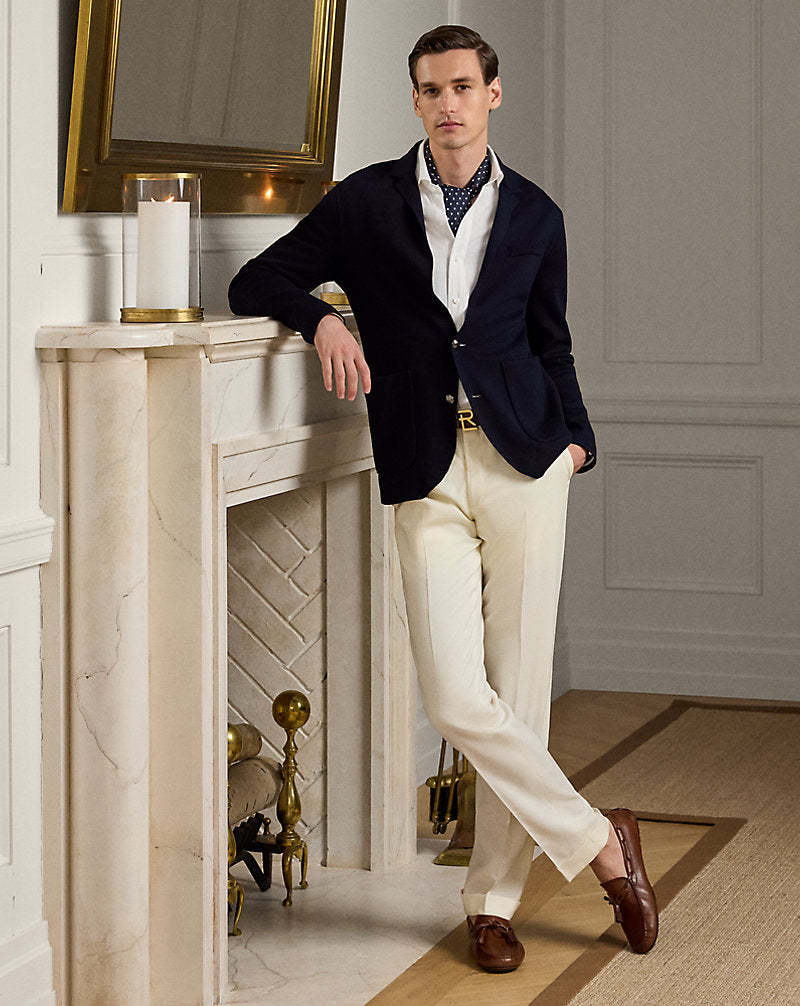 Wool Blazer Cardigan Classic Chairman Navy