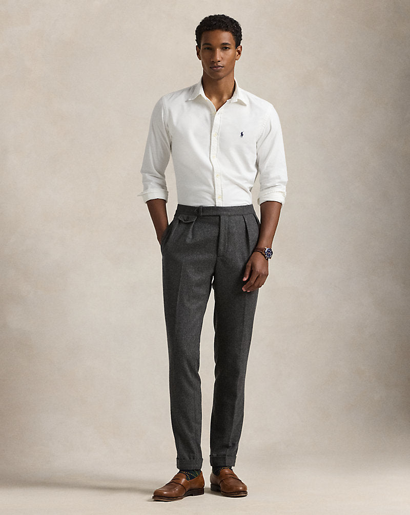 Slim Fit Garment-Dyed Oxford Shirt White