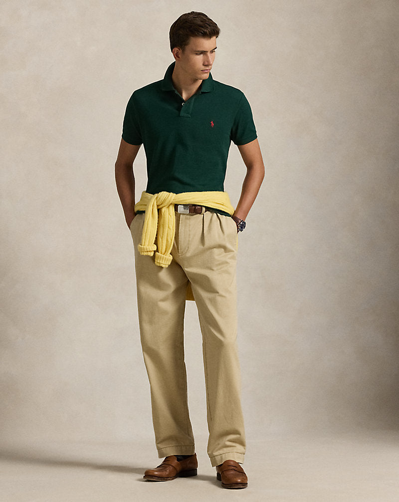 Custom Slim Fit Mesh Polo College Green