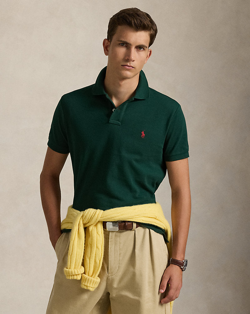 Custom Slim Fit Mesh Polo College Green