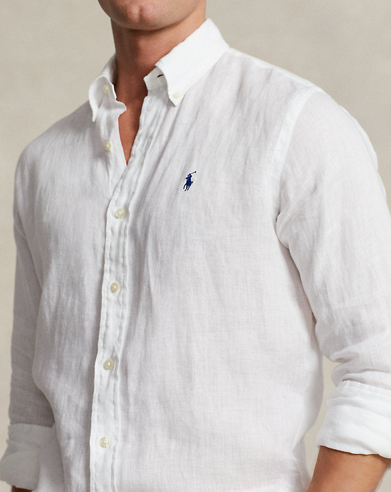 Custom Fit Linen Shirt White