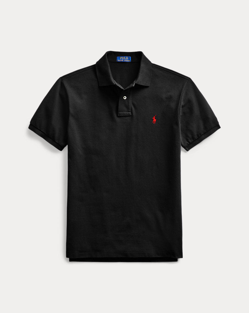 Slim Fit Mesh Polo Shirt Black/Red