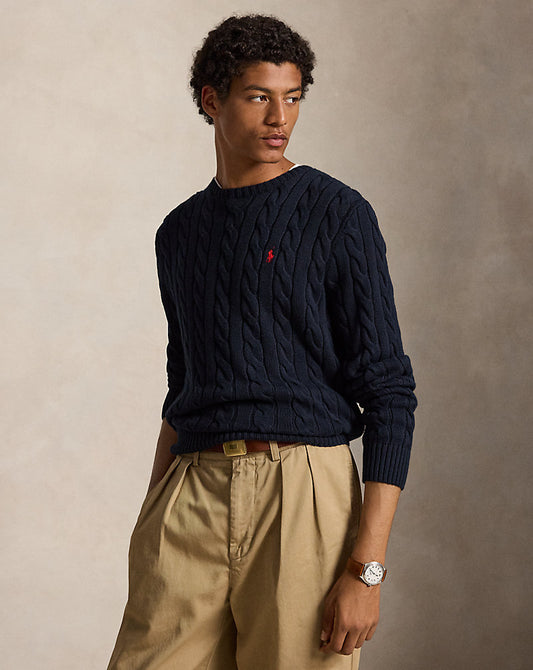 Cable-Knit Cotton Jumper Hunter Navy