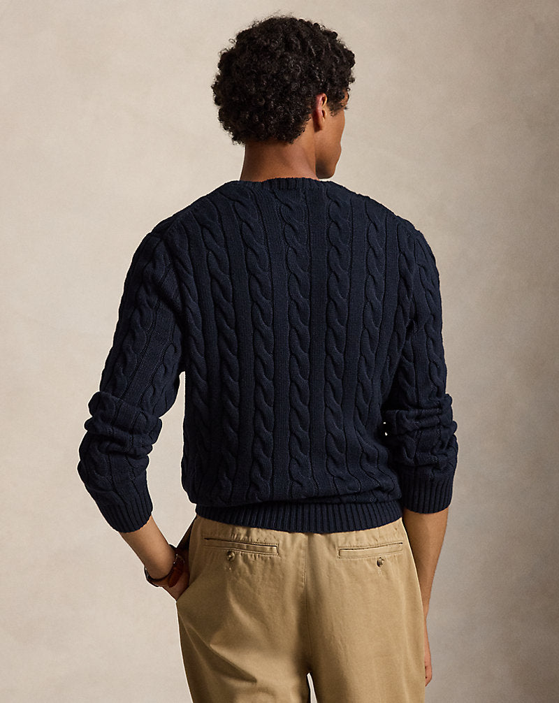 Cable-Knit Cotton Jumper Hunter Navy