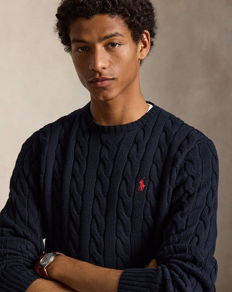 Cable-Knit Cotton Jumper Hunter Navy
