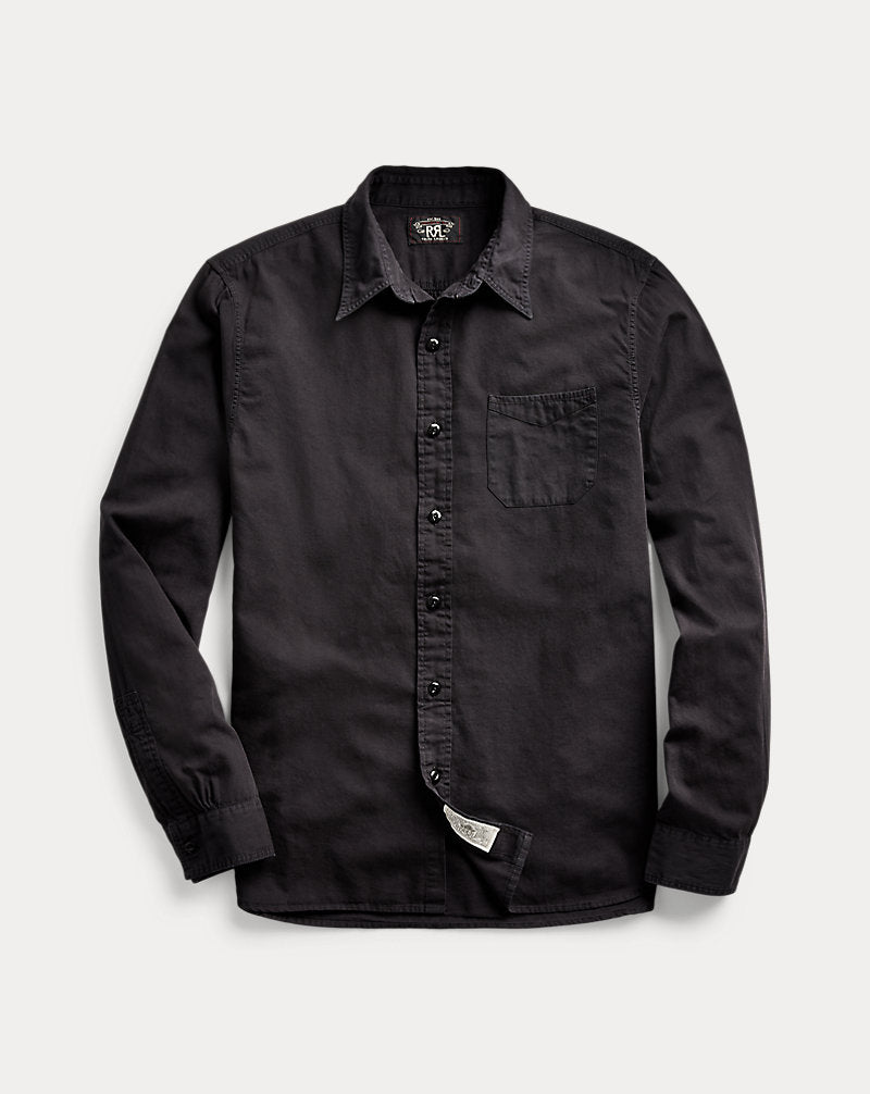 Garment-Dyed Twill Workshirt Black
