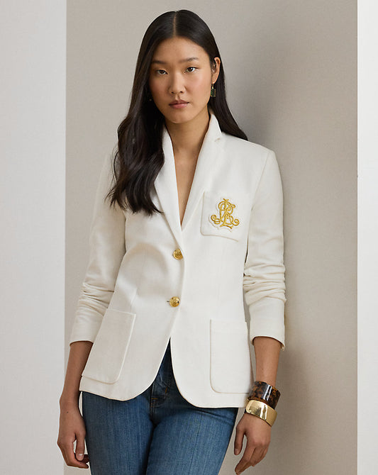 Bullion Jacquard Blazer White