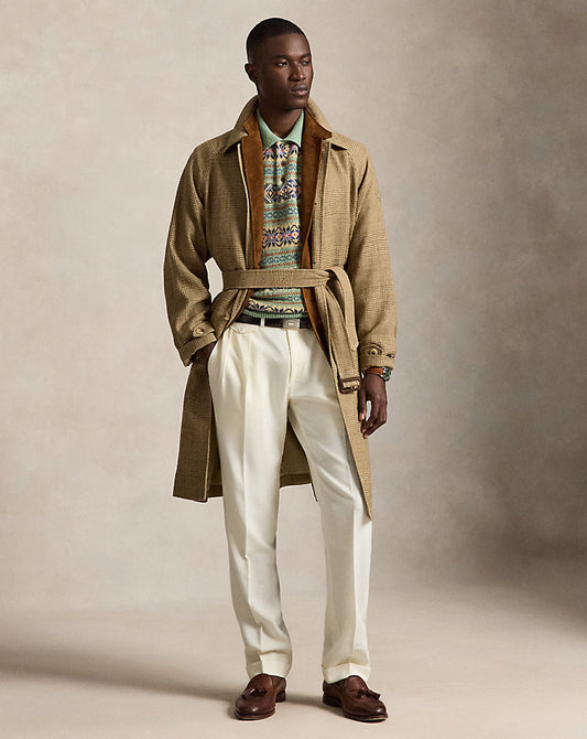 Pleated Wool Barathea Trouser Cream